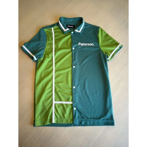 Paterson Men’s Courtside Teal & Green Short Sleeve Button‎ Up Snap Shirt Medium - Picture 6 of 16